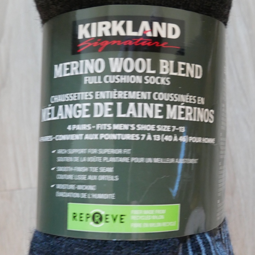 Kirkland Mens Merino Wool Blend Full Cushion 4-Pairs Socks NEW!!~ - Picture 2 of 5